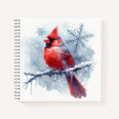 Winter Cardinal with Snowflakes on Icy Branch ノートブック (正面)