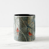 Winter Cardinals in Watercolor ツートーンマグカップ (中央)