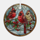 Winter Cardinals on Berry Branches  ガラスオーナメント (裏面)