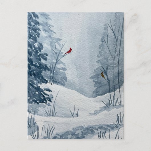 Winter Cardinals Postcard ポストカード (正面)