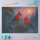 Winter Cardinals Under the Solstice Moon Decoupage 薄葉紙 (クラフト)