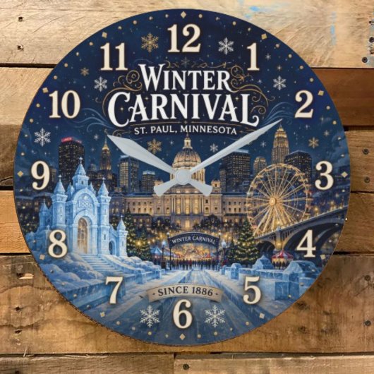 Winter Carnival Festival St. Paul Minnesota  ラージ壁時計
