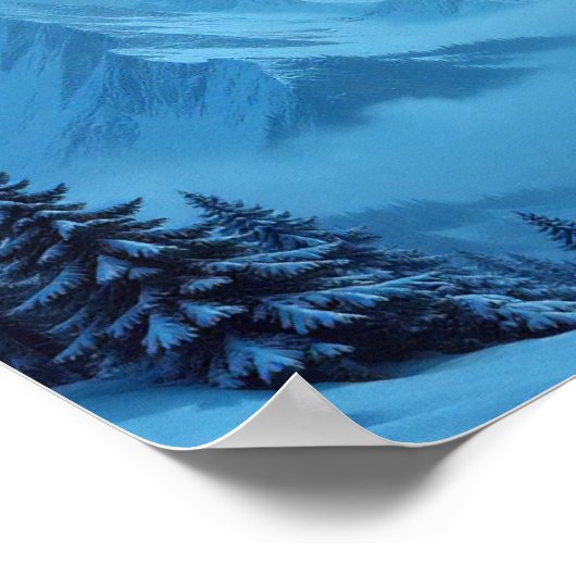 Winter Castle Mountain Fantasy Landscape ポスター (角)