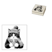 Winter Cat Cocoa ラバースタンプ (押印)