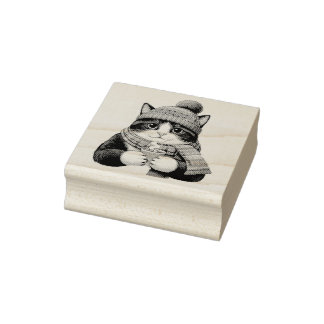 Winter Cat Cocoa ラバースタンプ