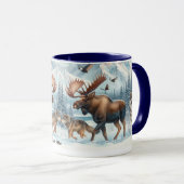 Winter Celebration Wildlife in Winter Snow Mug マグカップ (正面右)