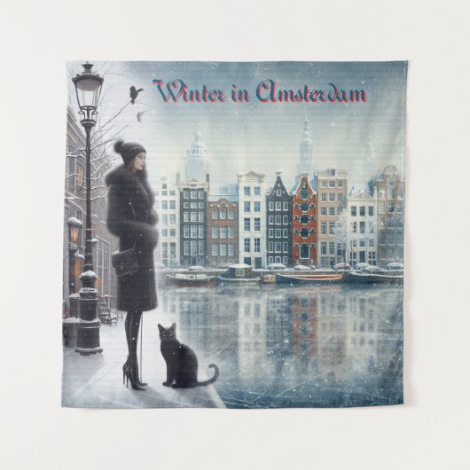 Winter Celebrations in the Snow, with Kittens タペストリー (正面)