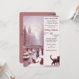 Winter Celebrations in the Snow, with Kittens 招待状