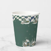 Winter Checkered "It Takes a Village" ベビーシャワー 紙コップ (裏面)