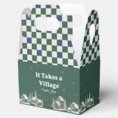 Winter Checkered "It Takes a Village" baby shower フェイバーボックス (オープン)