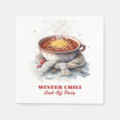 Winter Chili Cook-Off Party | Holiday Party Table スタンダードカクテルナプキン (正面)