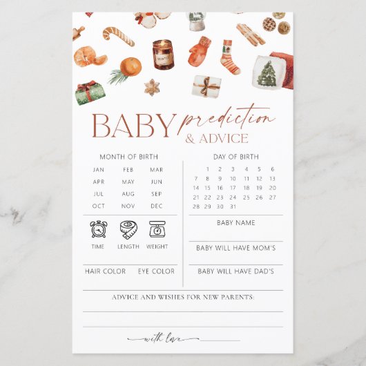 Winter Christmas Baby Predictions & Advice Card (正面)
