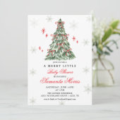 Winter Christmas Baby Shower Invitation | Red Bow 招待状 (スタンド正面)