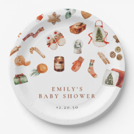Winter Christmas Baby Shower Paper Plates ペーパープレート
