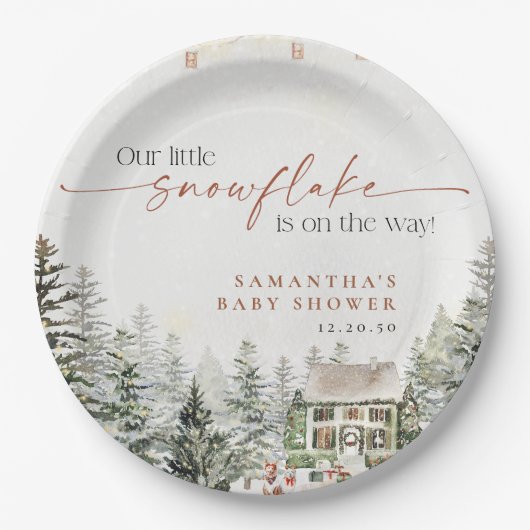 Winter Christmas Baby Shower Paper Plates ペーパープレート (正面)