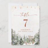 Winter Christmas Baby Shower Table Number Card (正面)