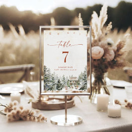 Winter Christmas Baby Shower Table Number Card
