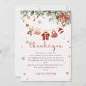 Winter Christmas Baby Shower Thank You Card サンキューカード (正面)
