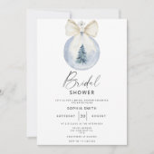 Winter Christmas Ball Bow Bridal shower 招待状 (正面)