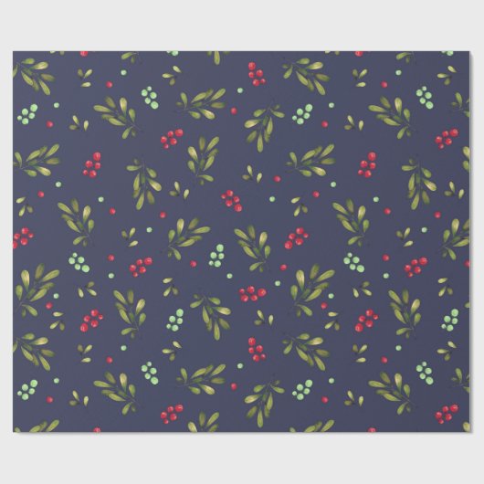 Winter Christmas berries ラッピングペーパー (フラット)