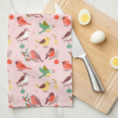 Winter Christmas Birds キッチンタオル (四つ折り)