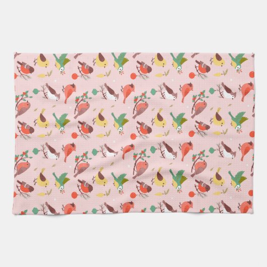 Winter Christmas Birds キッチンタオル (横)