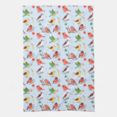 Winter Christmas Birds キッチンタオル (縦)