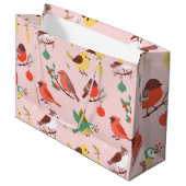 Winter Christmas Birds ラージペーパーバッグ (正面アングル)