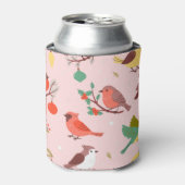 Winter Christmas Birds Custom Name 缶クーラー (缶正面)