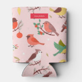 Winter Christmas Birds Custom Name 缶クーラー (裏面)