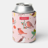 Winter Christmas Birds Custom Name 缶クーラー (缶裏面)