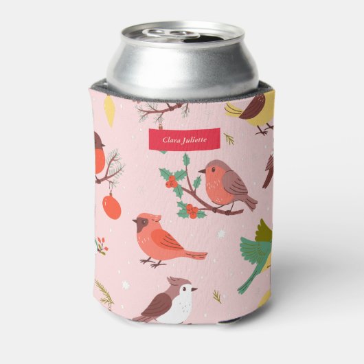 Winter Christmas Birds Custom Name 缶クーラー (缶裏面)
