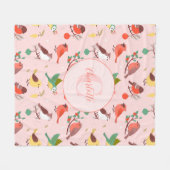 Winter Christmas Birds Personalized フリースブランケット (正面(横))