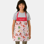 Winter Christmas Birds Personalized Kids エプロン (インサイチュ)