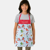 Winter Christmas Birds Personalized Kids エプロン (インサイチュ)