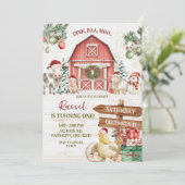 Winter Christmas Farm Animal Birthday 招待状 (スタンド正面)