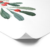 Winter Christmas Floral Wedding Welcome Sign ポスター (角)