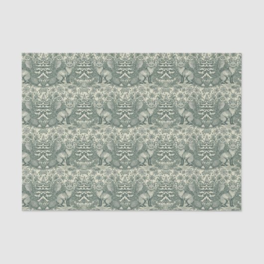 Winter / Christmas Fox & Owl Illustration Pattern 薄葉紙 (正面)