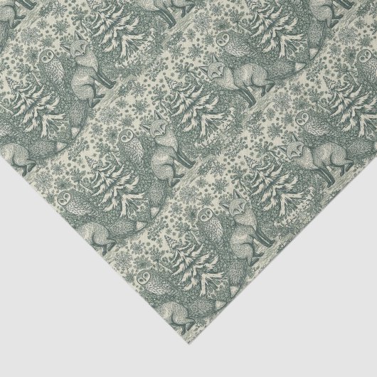 Winter / Christmas Fox & Owl Illustration Pattern 薄葉紙 (詳細)