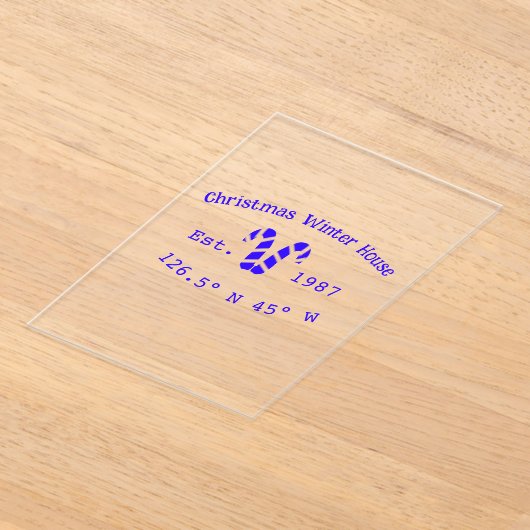 Winter Christmas house blue candy canes est. Year  アクリル招待状 (レイダウン)