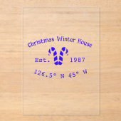 Winter Christmas house blue candy canes est. Year  アクリル招待状 (正面)