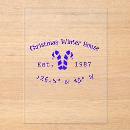 Winter Christmas house blue candy canes est. Year  アクリル招待状