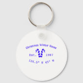 Winter Christmas house blue candy canes est. Year  キーホルダー (裏面)