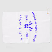 Winter Christmas house blue candy canes est. Year  ゴルフタオル (横)