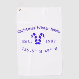 Winter Christmas house blue candy canes est. Year  ゴルフタオル