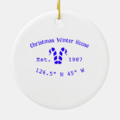 Winter Christmas house blue candy canes est. Year セラミックオーナメント (裏面)