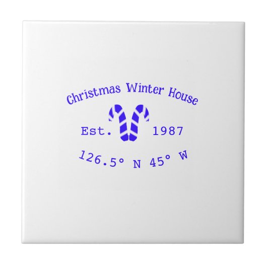 Winter Christmas house blue candy canes est. Year  タイル (正面)