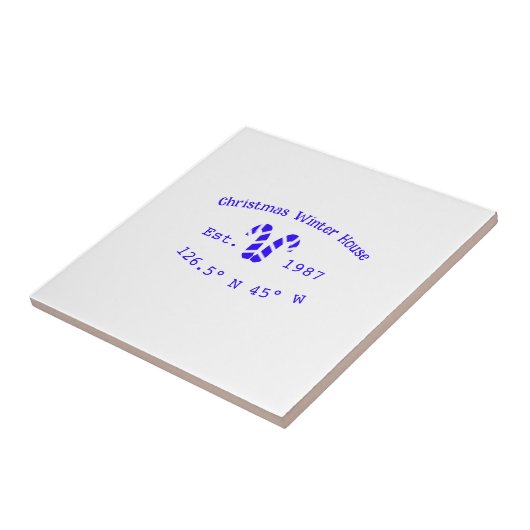 Winter Christmas house blue candy canes est. Year  タイル (側面)