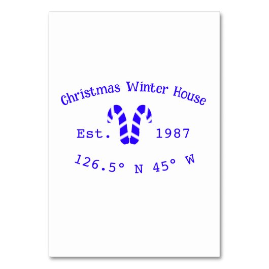 Winter Christmas house blue candy canes est. Year  テーブルナンバー (正面)