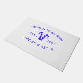 Winter Christmas house blue candy canes est. Year  ドアマット (アングル)